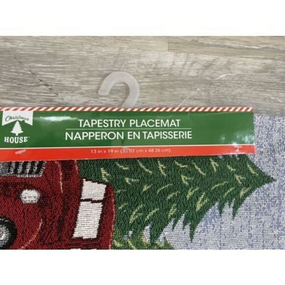Tapestry Placemats 13" x 19" Home Decor Christmas/ Red Truck Snowman Trees 1 pc - Picture 4 of 4